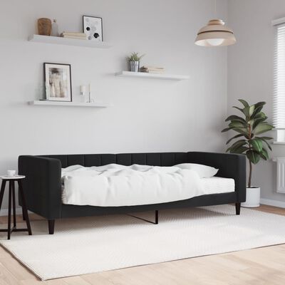 vidaXL Lit de jour avec matelas noir 90x200 cm velours