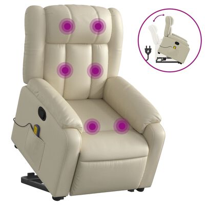 vidaXL Fauteuil inclinable de massage Crème Similicuir