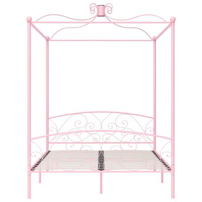 vidaXL Cadre de lit à baldaquin sans matelas rose métal 180x200 cm