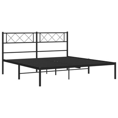 vidaXL Cadre de lit métal sans matelas avec tête de lit noir 150x200cm