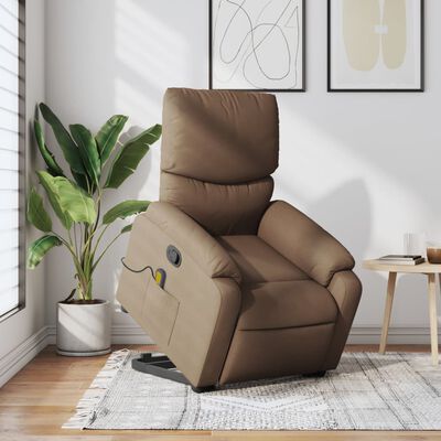 vidaXL Fauteuil de massage inclinable Marron Tissu