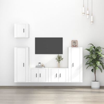 vidaXL Ensemble de meubles TV 5 pcs Blanc Bois d'ingénierie