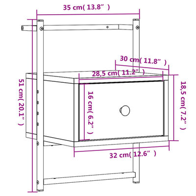 vidaXL Table de chevet murale 2 pcs noir 35x30x51 cm bois d'ingénierie