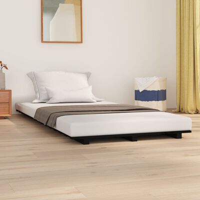 vidaXL Cadre de lit sans matelas noir 100x200 cm bois massif de pin