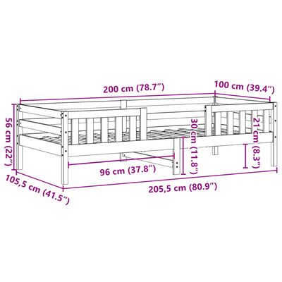 vidaXL Cadre de lit sans matelas cire marron 100x200cm bois pin massif