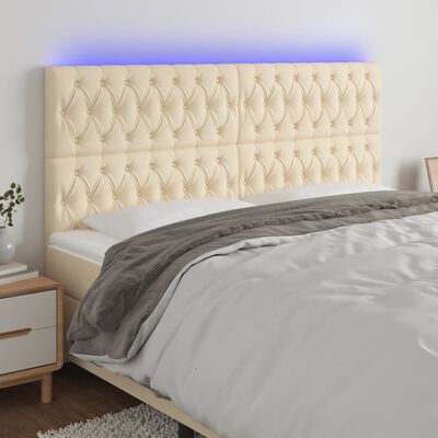 vidaXL Tête de lit à LED Crème 180x7x118/128 cm Tissu