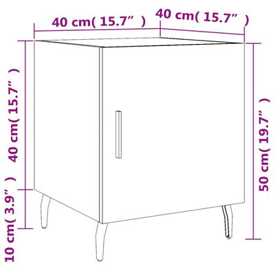 vidaXL Table de chevet chêne marron 40x40x50 cm bois d’ingénierie