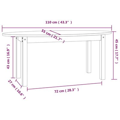 vidaXL Table basse 110x55x45 cm Bois massif de pin