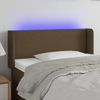 vidaXL Tête de lit à LED Marron foncé 103x16x78/88 cm Tissu