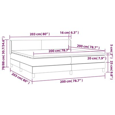 vidaXL Sommier à lattes de lit avec matelas Gris 200x200 cm Similicuir