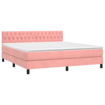 vidaXL Sommier à lattes de lit avec matelas et LED Rose 160x200 cm