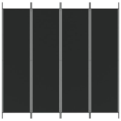 vidaXL Cloison de séparation 4 panneaux Noir 200x200 cm Tissu