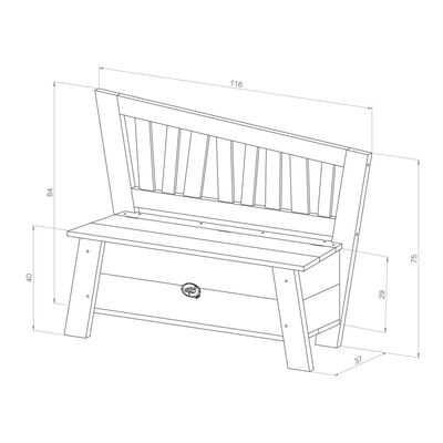 AXI Banc de rangement Corky Gris et blanc