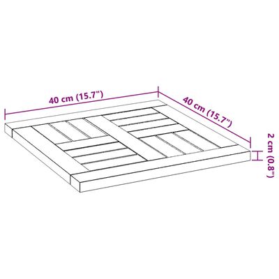 vidaXL Dessus de table 40x40x2 cm carré bois massif d'acacia