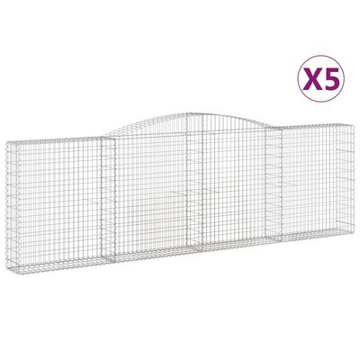 vidaXL Paniers à gabions arqués 5 pcs 400x30x120/140 cm Fer galvanisé