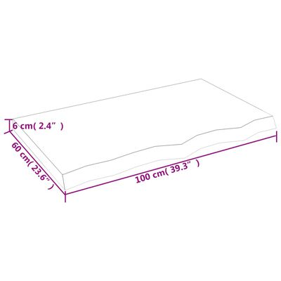 vidaXL Comptoir de salle de bain 100x60x(2-6)cm bois massif non traité