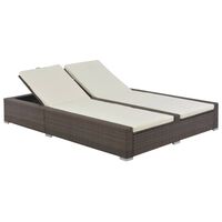 vidaXL Chaise longue double Résine tressée Marron