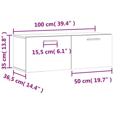 vidaXL Armoire murale chêne marron 100x36,5x35 cm bois d'ingénierie