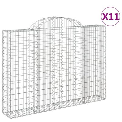 vidaXL Paniers à gabions arqués 11 pcs 200x30x140/160 cm Fer galvanisé