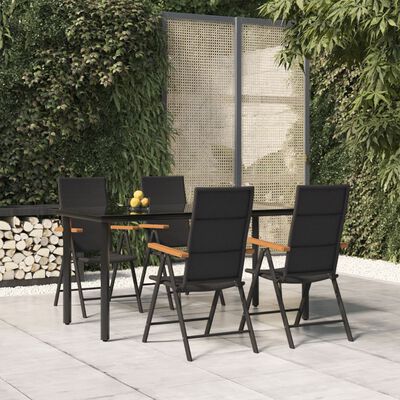 vidaXL Ensemble à manger de jardin 5 pcs Noir et marron Résine tressée