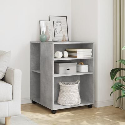 vidaXL Table d'appoint avec roues gris béton bois d'ingénierie