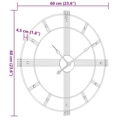 vidaXL Horloge murale noir Ø60 cm fer