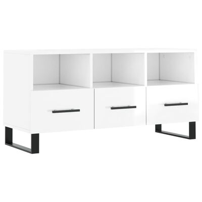 vidaXL Meuble TV Blanc brillant 102x36x50 cm Bois d'ingénierie