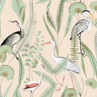 DUTCH WALLCOVERINGS Papier peint Flamingo Crème et menthe