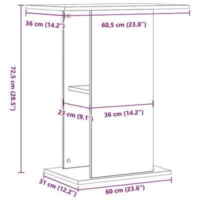 vidaXL Support pour aquarium chêne artisanal 36x60,5x72,5 cm