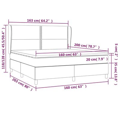 vidaXL Sommier à lattes de lit avec matelas Gris clair 160x200cm Tissu