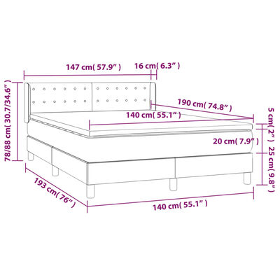 vidaXL Sommier à lattes de lit avec matelas Noir 140x190 cm Velours