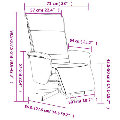 vidaXL Fauteuil inclinable avec repose-pieds gris similicuir