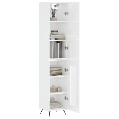 vidaXL Buffet haut Blanc brillant 34,5x34x180 cm Bois d'ingénierie