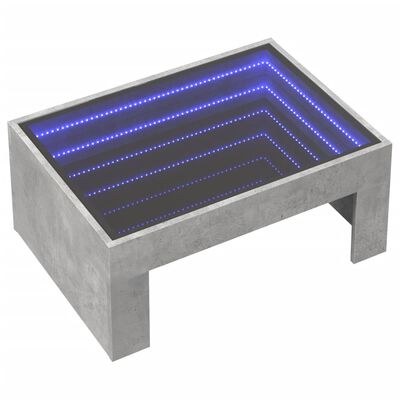 vidaXL Table basse avec LED infini gris béton 70x50x30 cm