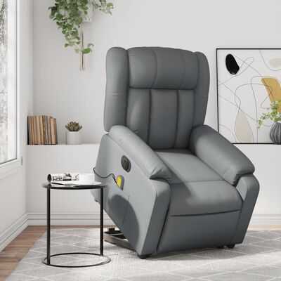 vidaXL Fauteuil inclinable de massage électrique gris similicuir