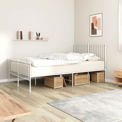 vidaXL Cadre de lit métal sans matelas et pied de lit blanc 140x200 cm