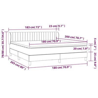 vidaXL Sommier à lattes de lit et matelas Gris clair 180x200cm Velours