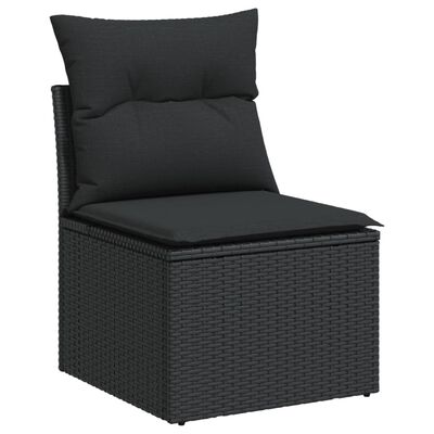 vidaXL Salon de jardin 7 pcs avec coussins noir résine tressée