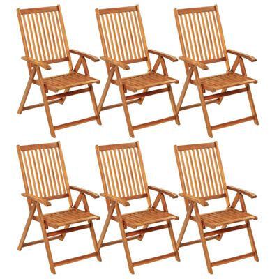 vidaXL Chaises pliables de jardin lot de 6 avec coussins Bois d'acacia