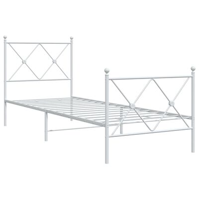 vidaXL Cadre de lit métal sans matelas avec pied de lit blanc 75x190cm