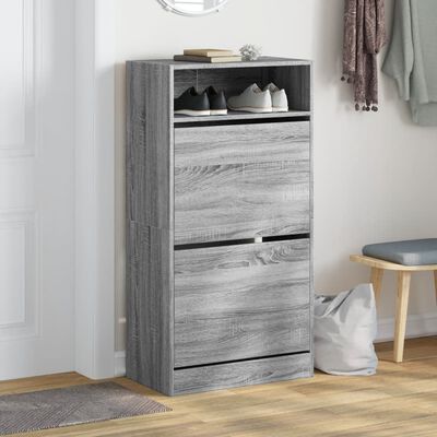 vidaXL Armoire à chaussures Sonoma gris 60x34x116 cm Bois d'ingénierie