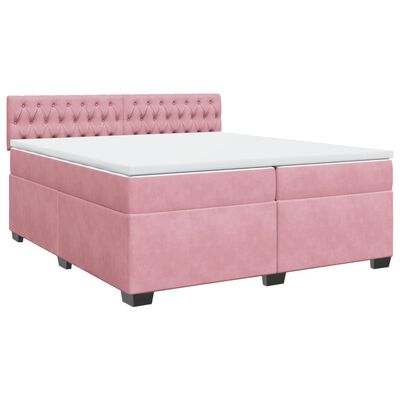 vidaXL Sommier à lattes de lit avec matelas Rose 200x200 cm Velours