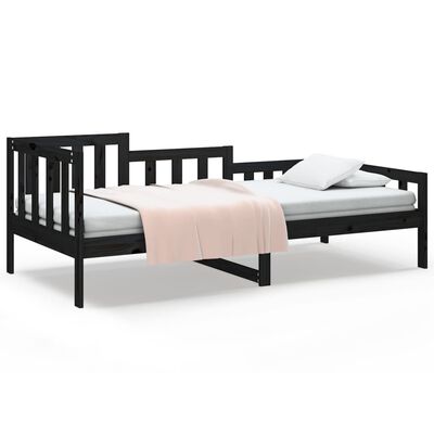 vidaXL Lit de jour sans matelas noir 90x200 cm bois de pin massif