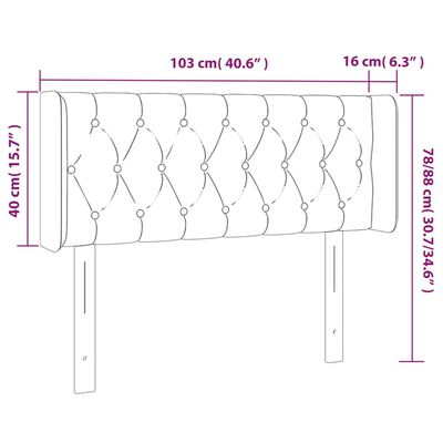 vidaXL Tête de lit à LED Marron foncé 103x16x78/88 cm Tissu