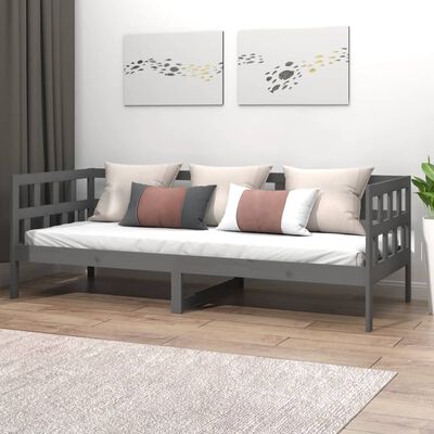 vidaXL Lit de jour sans matelas gris bois de pin massif 80x200 cm