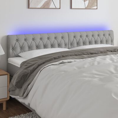 vidaXL Tête de lit à LED Gris clair 200x7x78/88 cm Tissu