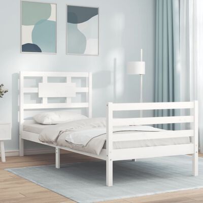 vidaXL Cadre de lit sans matelas blanc 90x200 cm bois massif