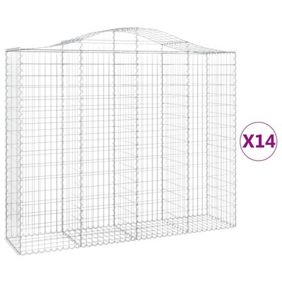 vidaXL Paniers à gabions arqués 14 pcs 200x50x160/180 cm Fer galvanisé