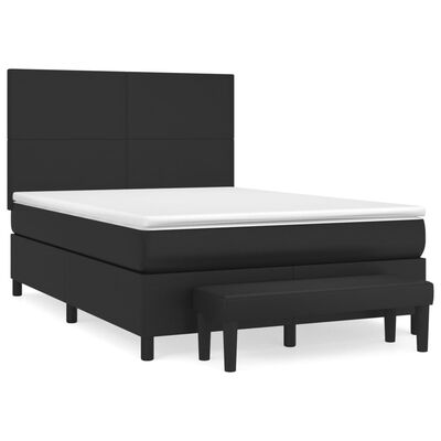 vidaXL Sommier à lattes de lit avec matelas Noir 140x200 cm Similicuir