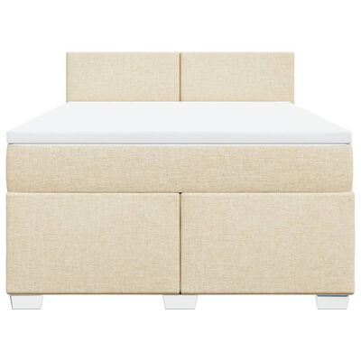 vidaXL Sommier à lattes de lit avec matelas Crème 160x200 cm Tissu